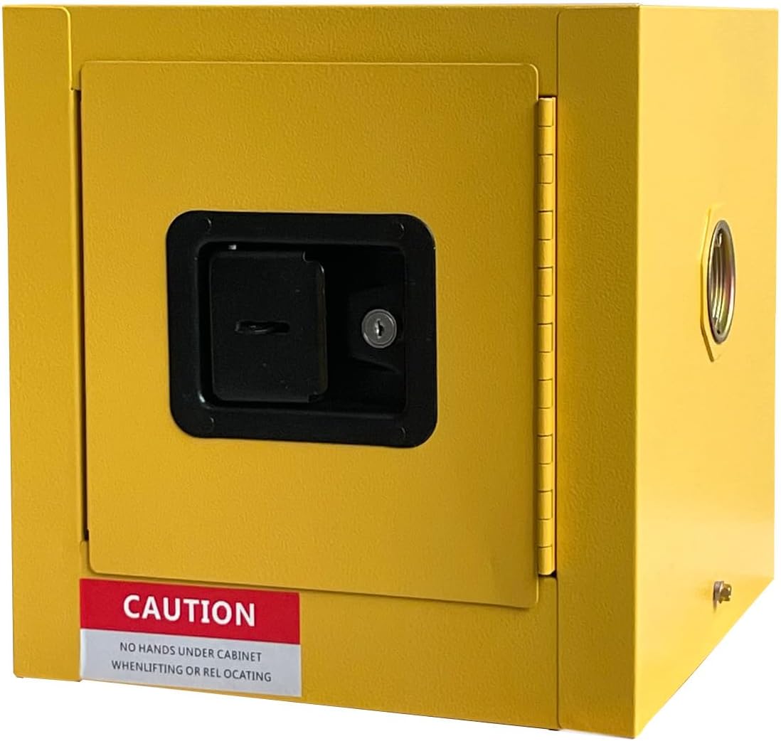 koxuyim Hazardou Industry Safety Cabinet, 13"x13"x13" Galvanized Steel Flammable Liquid Fireproof Cabinet,Cold-Rolled and Galvanized Steel Fire Cabinet, for Commercial Industrial Home Use, Yellow