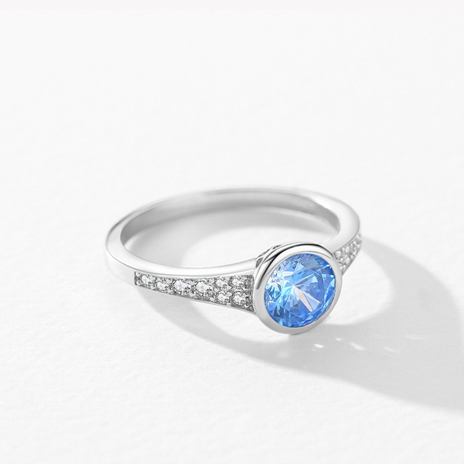 Anillos de oro de 9 quilates, 14 quilates y 18 quilates para ella, elegantes alianzas de compromiso de boda de topacio de 1 quilate, anillo de compromiso de oro blanco macizo con moissanita para mujer
