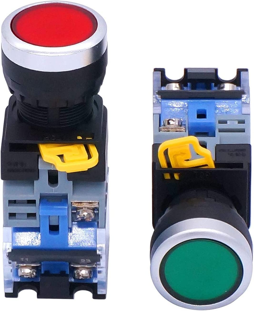 2 uds 22mm 10A 440V 1NO 1NC DPST Interruptor de botón pulsador interruptores con luz LED roja Verde Voltaje 110V
