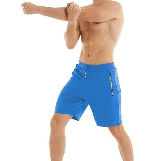 Shorts masculinos de algodão Casaul com cordão, bolsos com zíper, cintura elástica para esportes