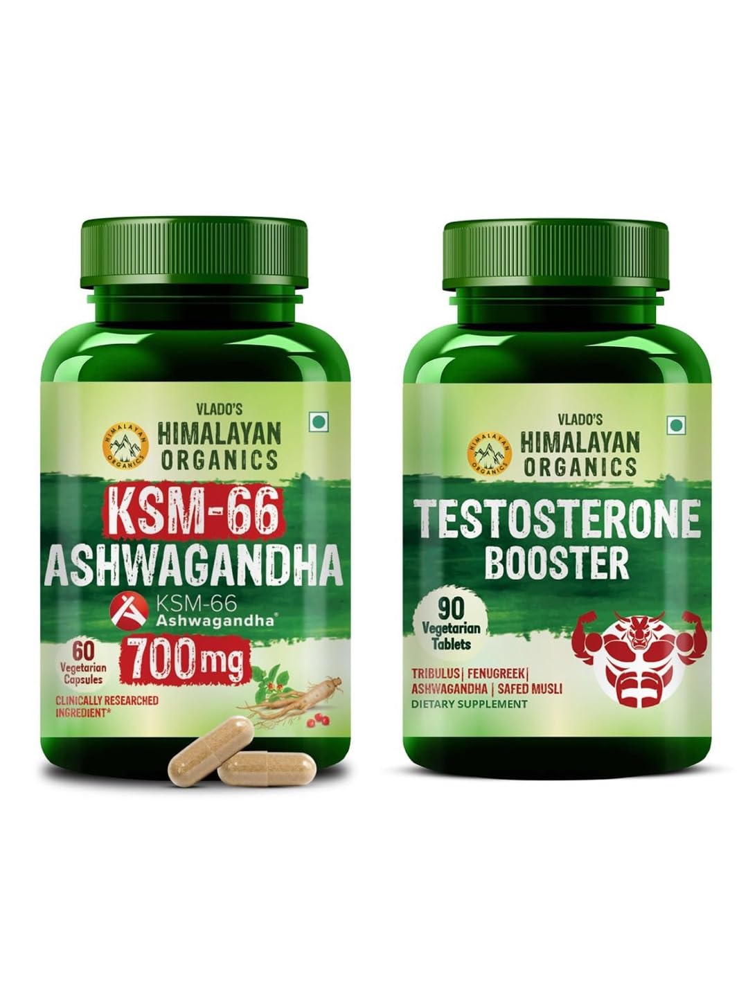 Vlado's Himalayan Organics KSM66 Ashwagandha 500 Mg with Testosterone Supplement For Men 90 Veg Tablet-image-8