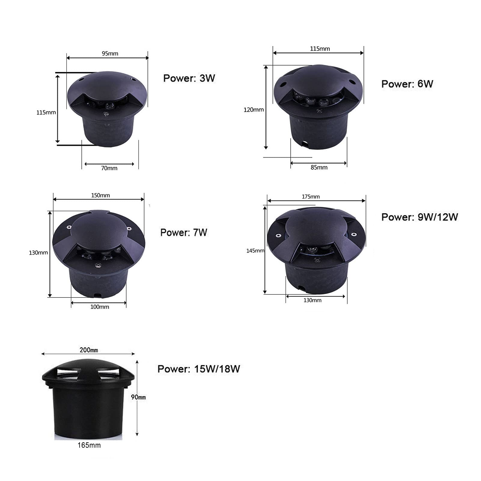 Inground Lights LED Embedded Underground Light Well Lights IP65 Waterproof 24V Low Voltage Garden Pflaster, Pool Walkway Beleuchtung (Farbe: Warmes Licht, Größe: 12W)