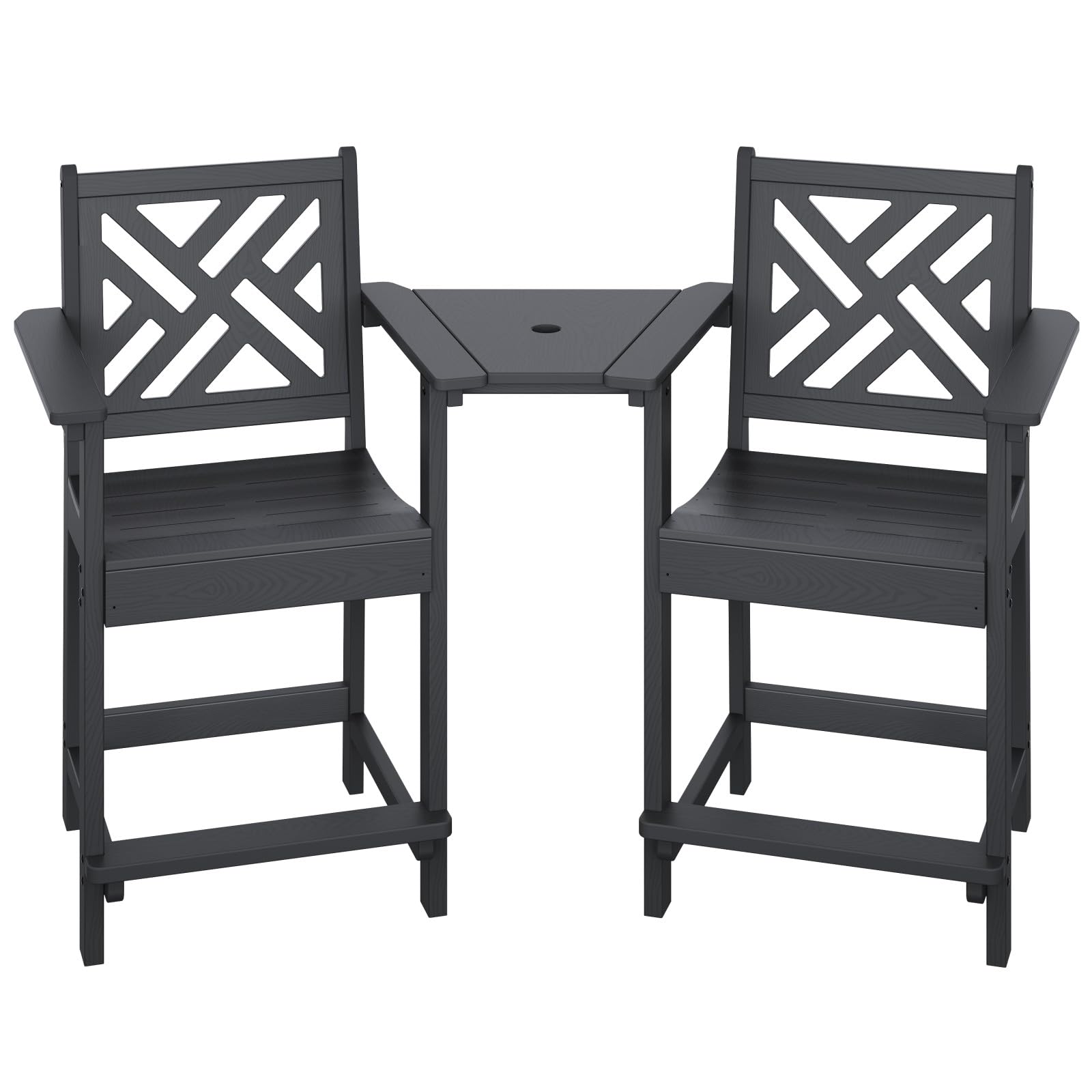 BIVODA Tall Adirondack Chairs Set of 2, Outdoor 24'' Counter Height Bar Stools with Back and Arms, All-Weather HDPE Patio Tall Chairs for Balcony,