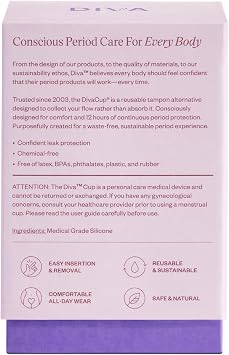 DivaCup - Menstrual Cup - Feminine Hygiene - Leak-Free - BPA Free - Model 1 with Shaker Cup