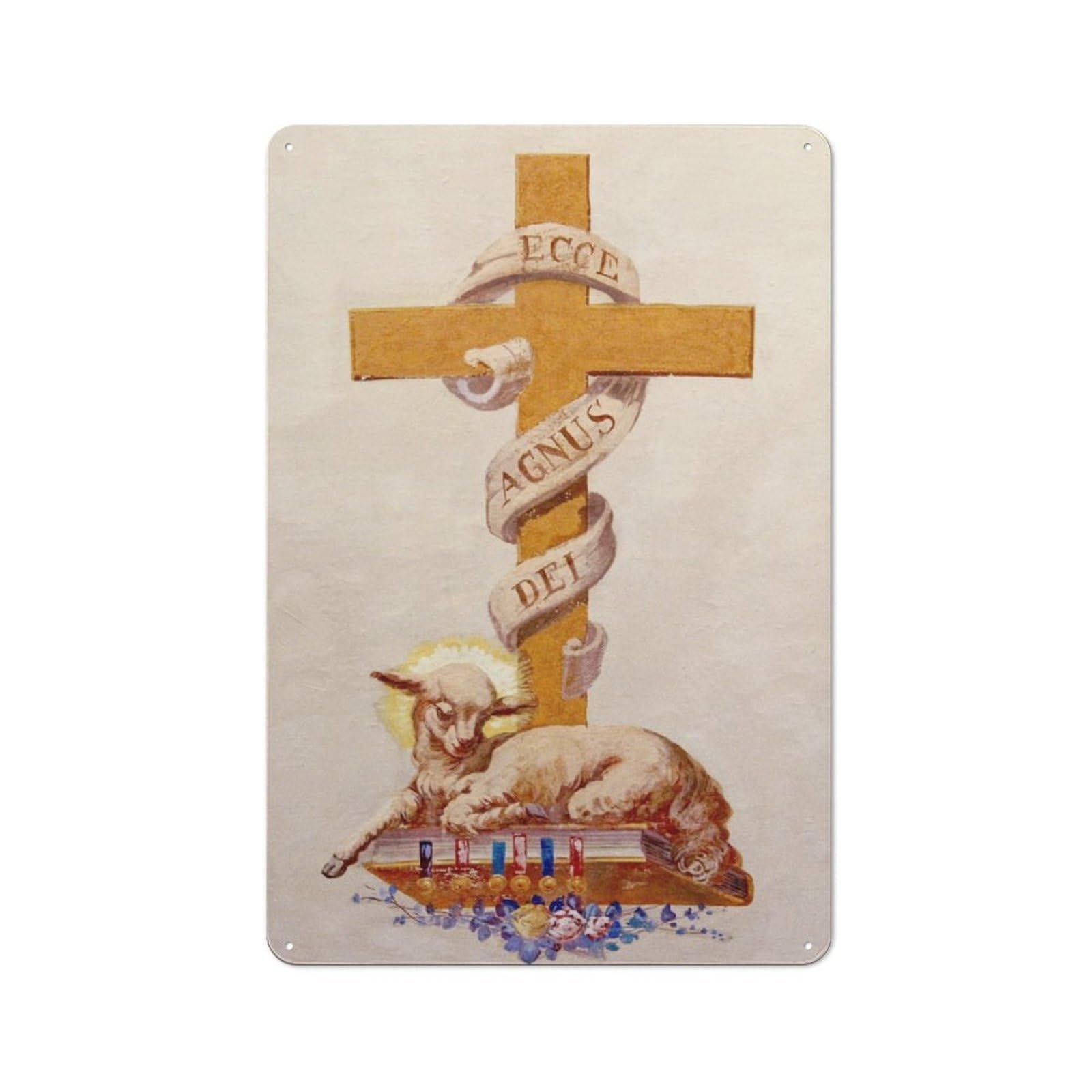 Junmoney Lamb Of God Rustic Metal Wall Sign 30X20cm For Hobby Room Or Studio, For Vintage Wall Decor Fans, For Themed Room Decoration