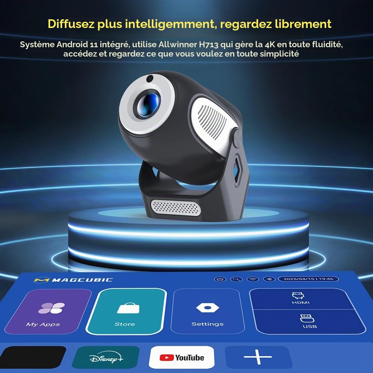 HY300 X 4K 1080P Android 14 Projector with Electric Focus 300Ansi Wifi6 BT5.0 Portable Projector HiFi Sound Home Outdoor