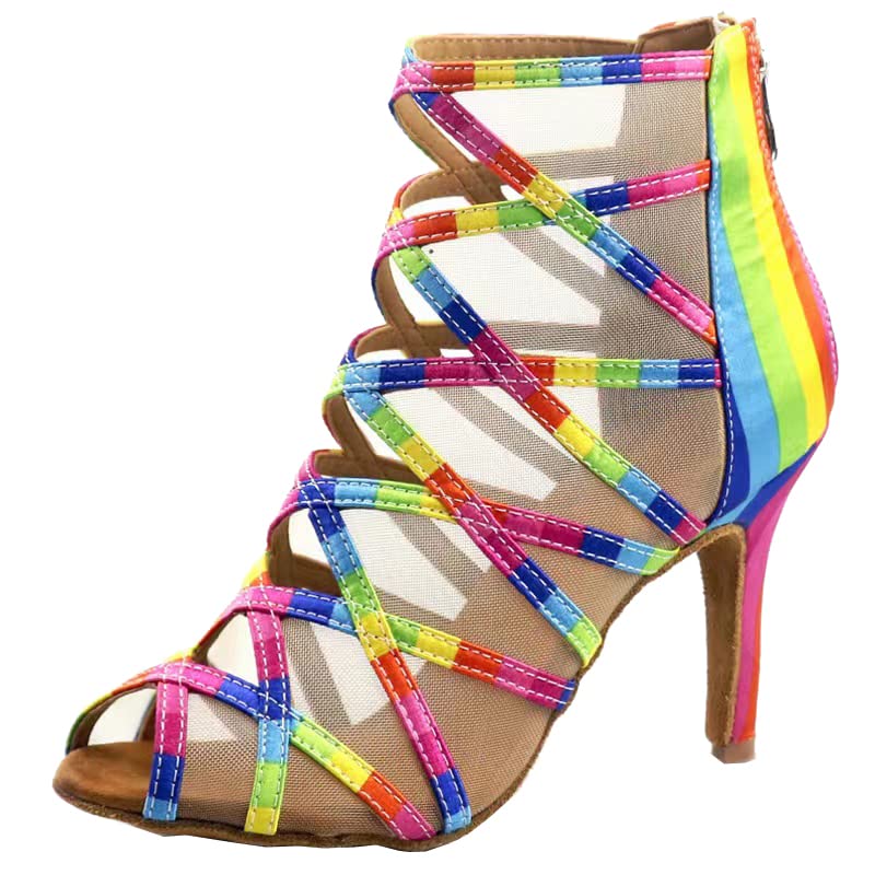 Chaussures de danse latine souples bout ouvert et talon personnalisé chacha