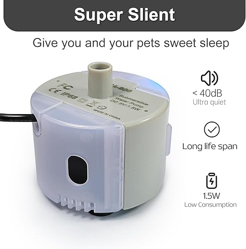 Miniatura 5 de Bomba de fuente de agua para gatos, bomba de repuesto para fuente de agua para mascotas, motor SMA-800, fuente de bebida para mascotas y dispensador