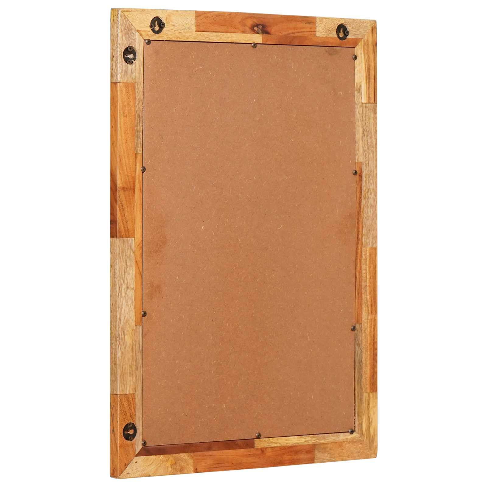 Espejo de baño con almacenamiento de roble Artisan, 50 x 70 x 2,5 cm, moderno espejo de baño de madera maciza de mango con diseño minimalista para montaje en pared elegante y práctico