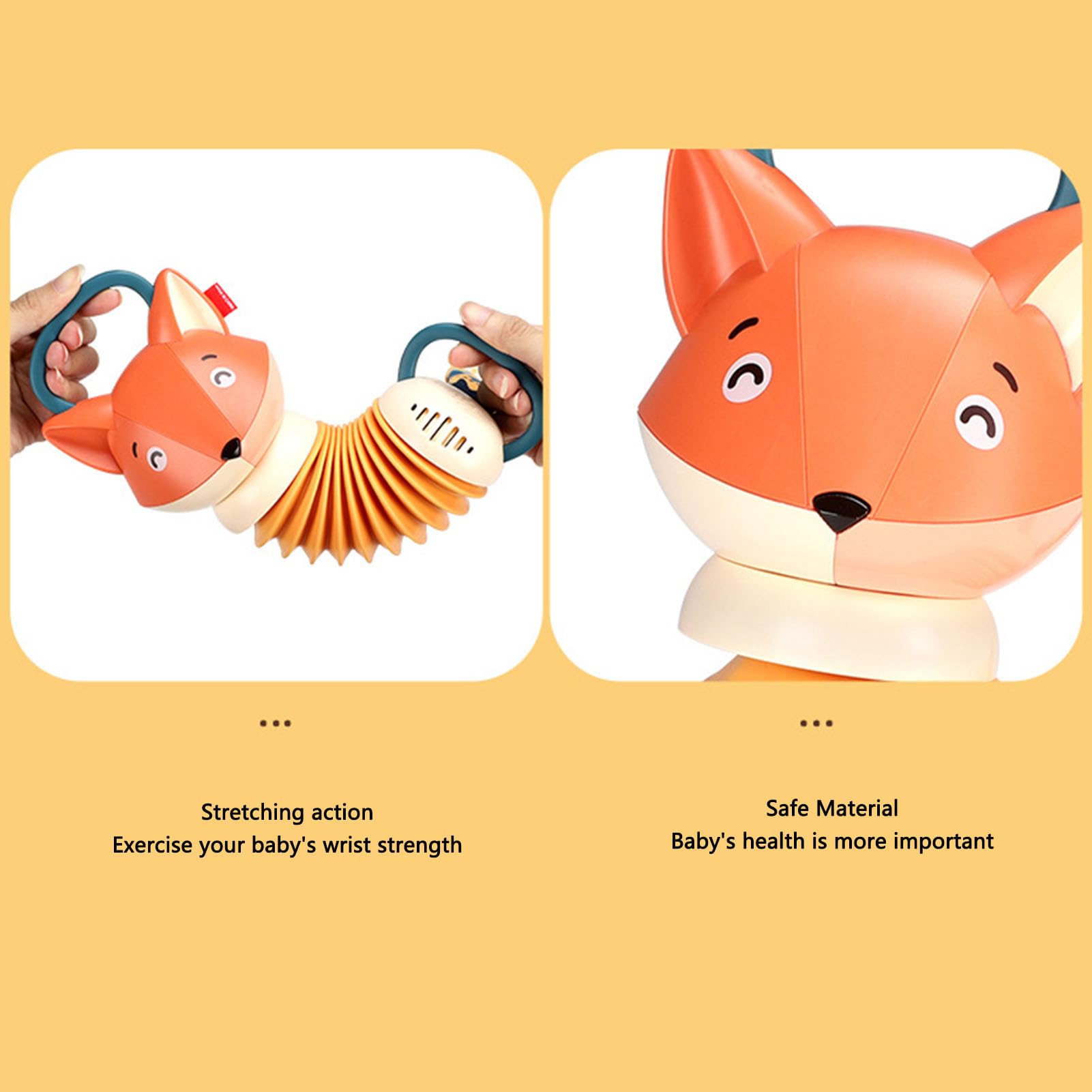 Kinder Akkordeon Musikspielzeug Frühe Lernförderung Training der Handmuskulatur Fuchsform Akkordeon Musikinstrument, Geeignet für Kinder Unter 6 Jahren
