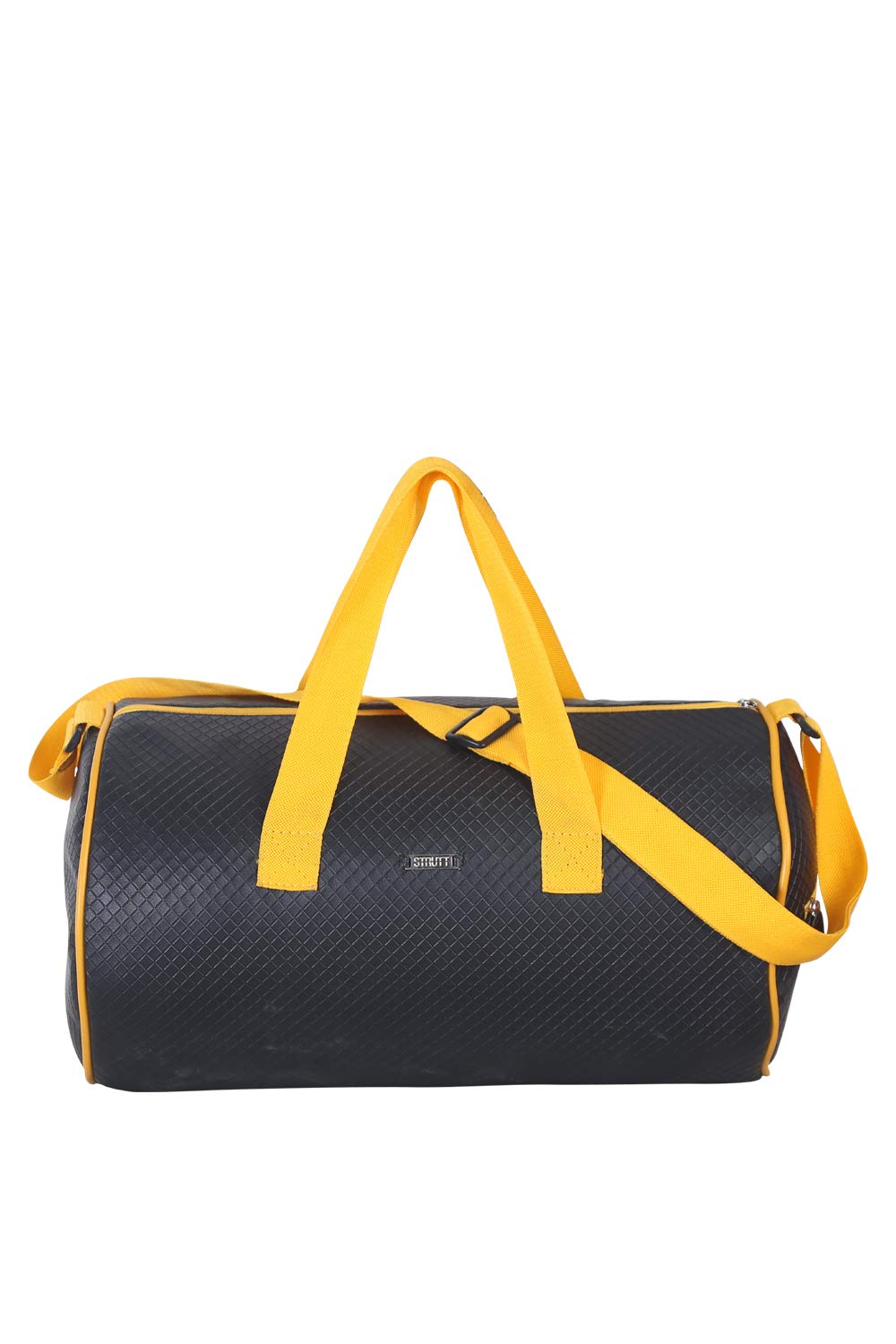 Black & Yellow Faux Leather Duffel Bag Stylish & Lightweight Travel Duffle Bag for Women, Premium Duffel Bag for Travelling & Gym-image-46