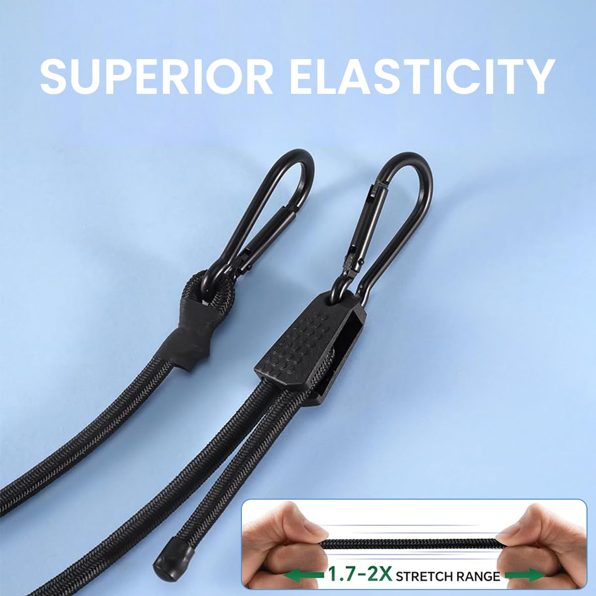 STHIRA® 4Pcs Bungee Cords 6.6ft Adjustable High-Elastic with Carabiner Hook — Amazon image 4