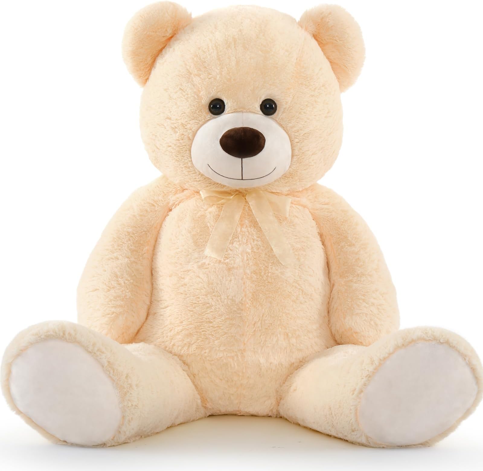 Tezituor Giant Teddy Bear Stuffed Animal 51in, Big Stuffed Bear Plush for Baby Shower, Cuddly Soft Large Teddy Bear for Kids, Girlfriend on Birthday, Valentine, Christmas（Beige）