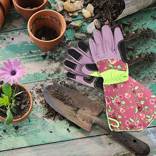 Yesland 1 Pair Long Gardening Gloves, Puncture Resistant Cutting Thorn Proof Glove With Long Forearm Protection, For Women Use In Florist Flower Planting Yard Work #TOP5