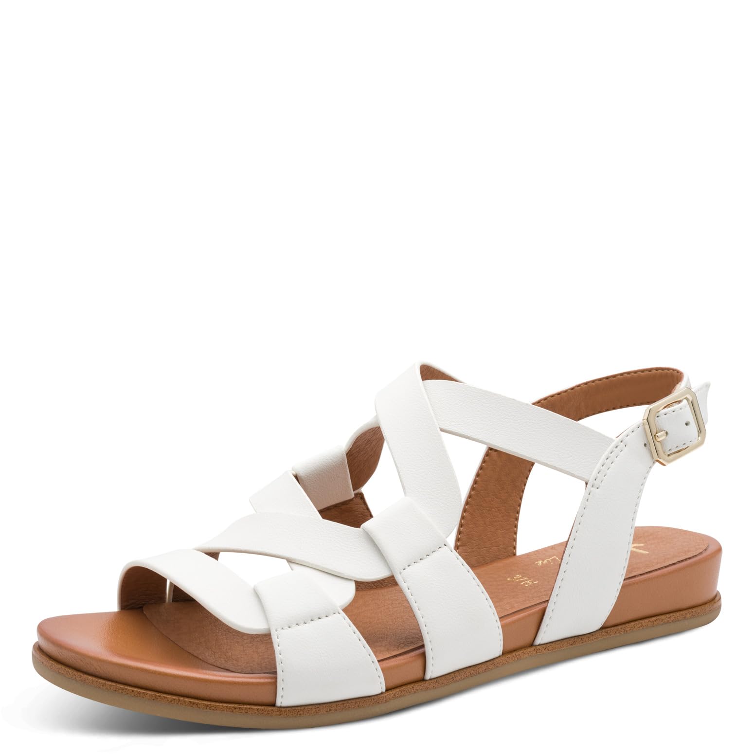Jana Women's Flat Vegan Flat Sandals, White, EU 41