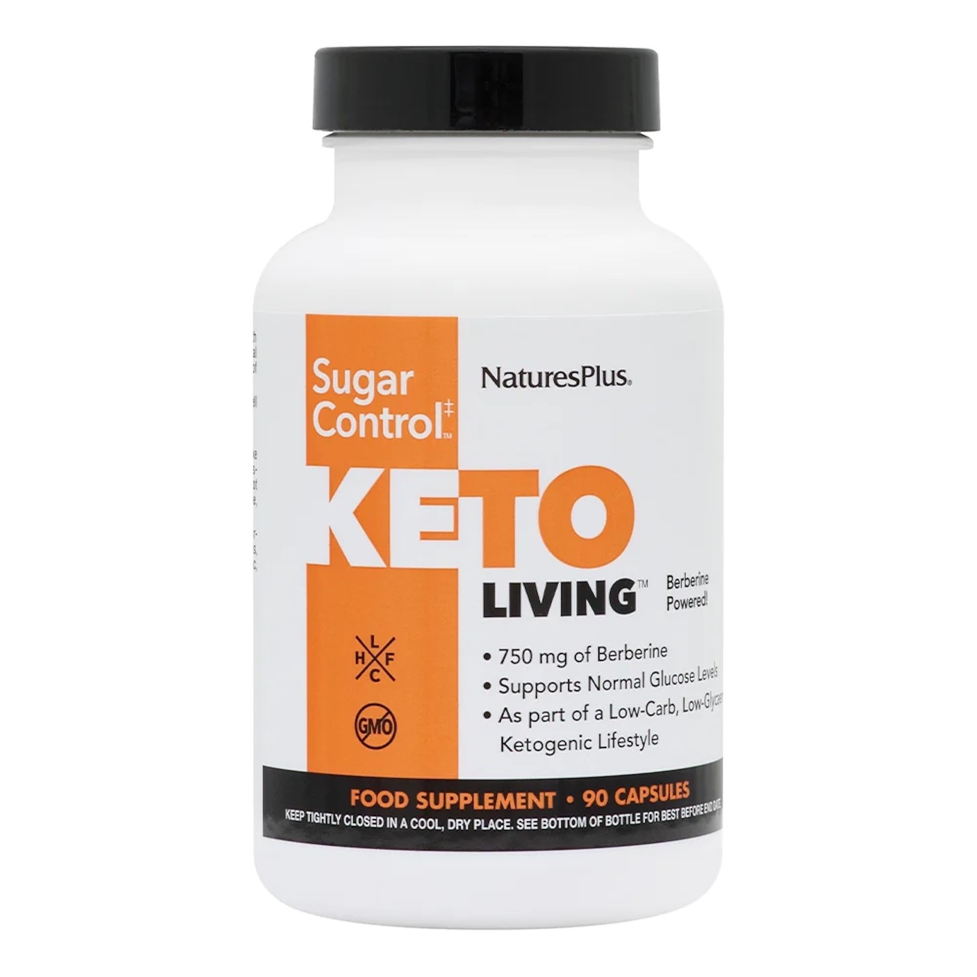 NaturesPlus Keto Living Sugar Control -Berberine Supplement, Chromium Picolinate, Cinnamon, Herbs - Blood Sugar Control, Metabolism Booster - Gluten Free, Vegan - 90 Capsules