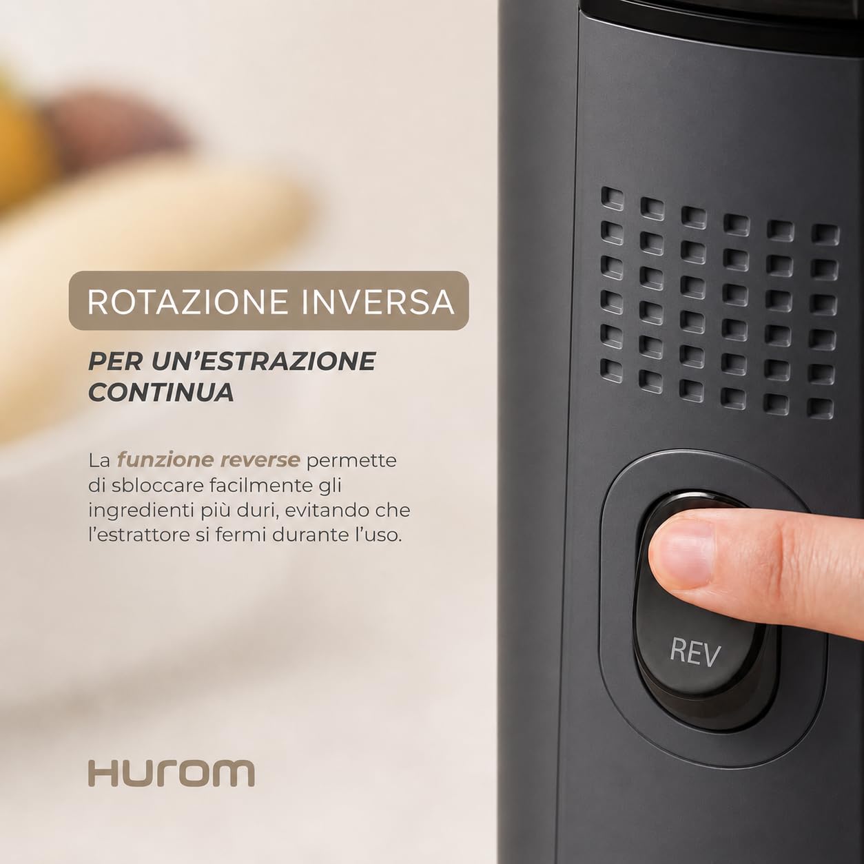 Hurom | Estrattore H-70 - Succhi Più Sani, Gustosi e Senza Sprechi, Estrattore di Succo Premium, Pulizia Facile e Veloce, Alta Resa di Succo, Tecnologia di Spremitura Lenta - Charcoal