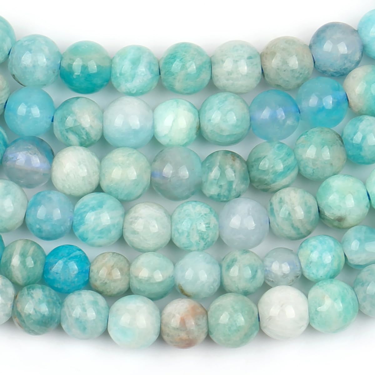 GEM-Inside 4mm Africa African Blue Amazonite Round Gemstone Semi Precious Loose Beads for Jewellery Making 15'' - Image 4