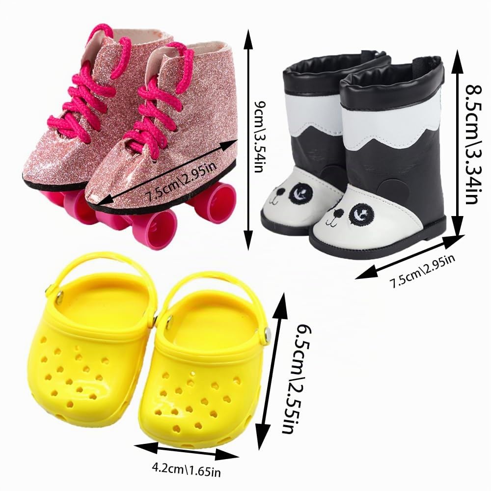 10 Pares de Zapatos para Muñecas de 18 Pulgadas, BOSOIRSOU 7cm Botas Zapatos de Danza Sandalias Zapatos Casuales Zapatos de Lona Aptos para Muñecas American Girl de 45cm Accesorios