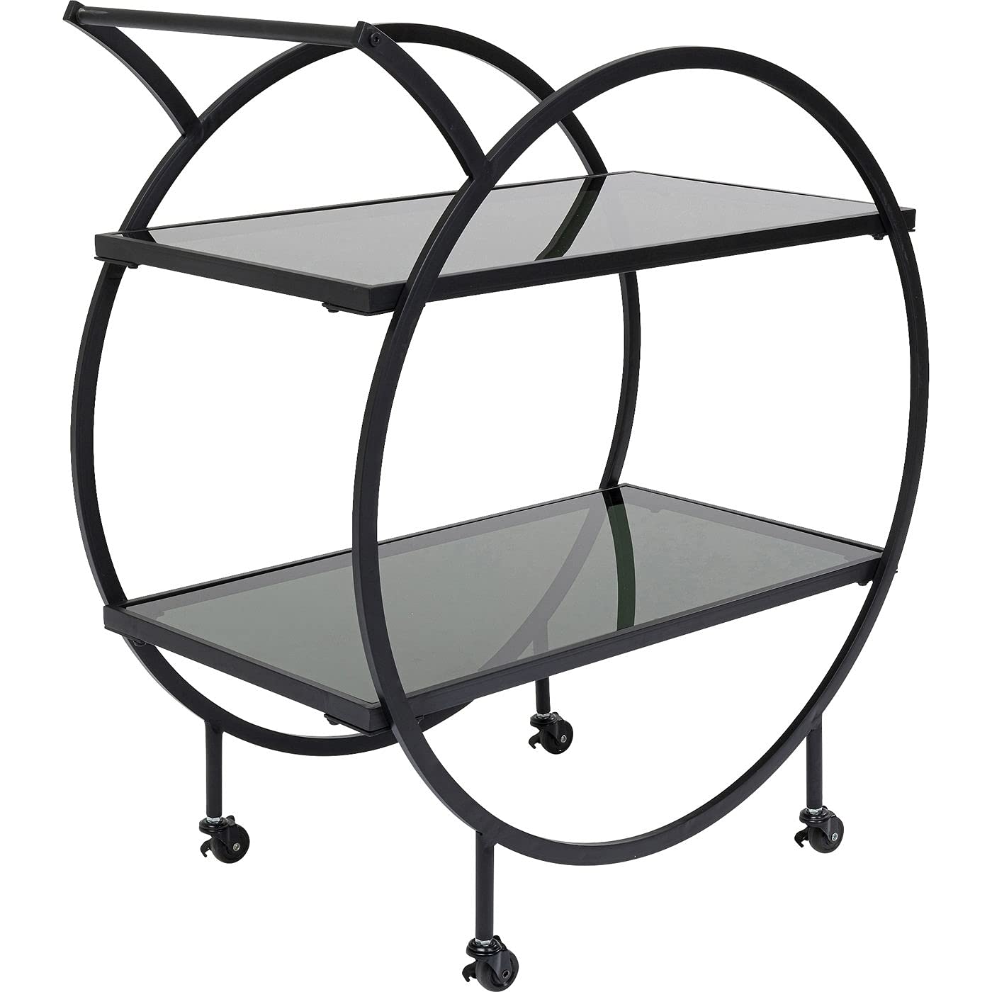 Kare Design carrello di servizio Loft, nero/vetro, design art déco, stile moderno, cucina, bagno, veranda, rustico, portaoggetti, 86x74x40 cm (A/L/P)