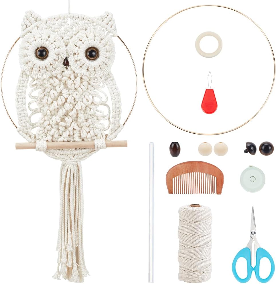 ORIGACH DIY Macrame Erwt Groene Uil Wandkleed Kit