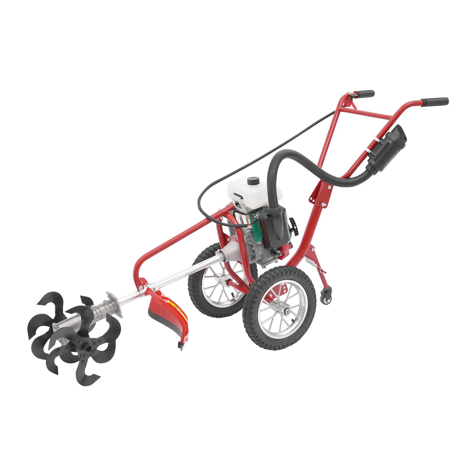 Motoazada de gasolina, minicultivador de gasolina de 63 cm³ con motor de gasolina de 4 tiempos, microcultivador compacto y ligero, con profundidad de cultivo de 10 cm para parques, jardines