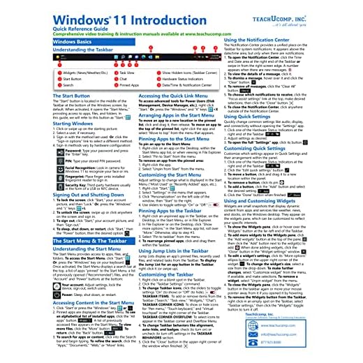 Windows 11 Quick Reference Training Tutorial Guide (Cheat Sheet of Instructions, Tips & Shortcuts - Laminated)