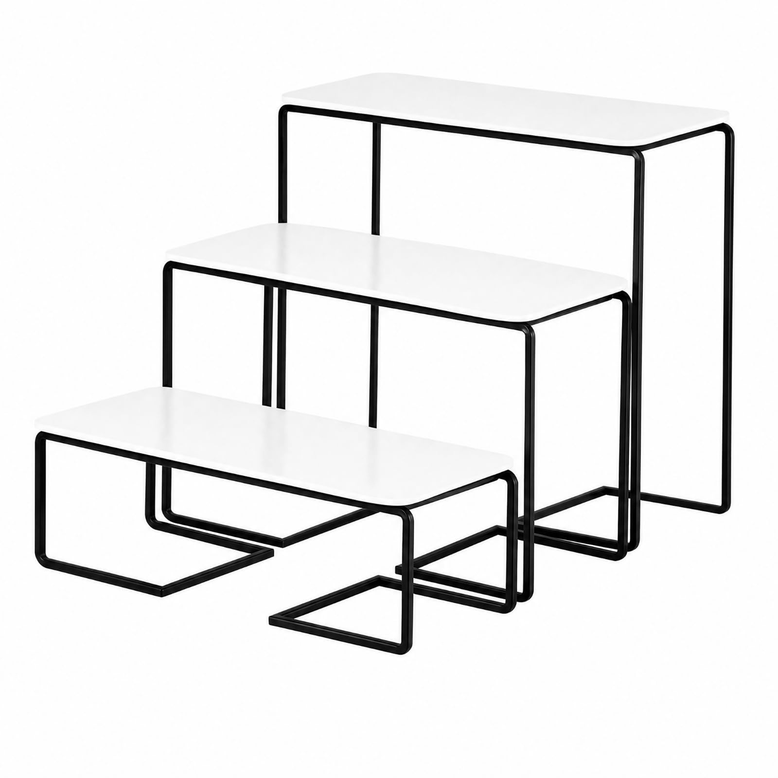 MagiDeal 3 Pezzi Alzatina Buffet Nero Alzata in Ferro Minimale Supporto Espositivo per Ristorazione Alberghiera