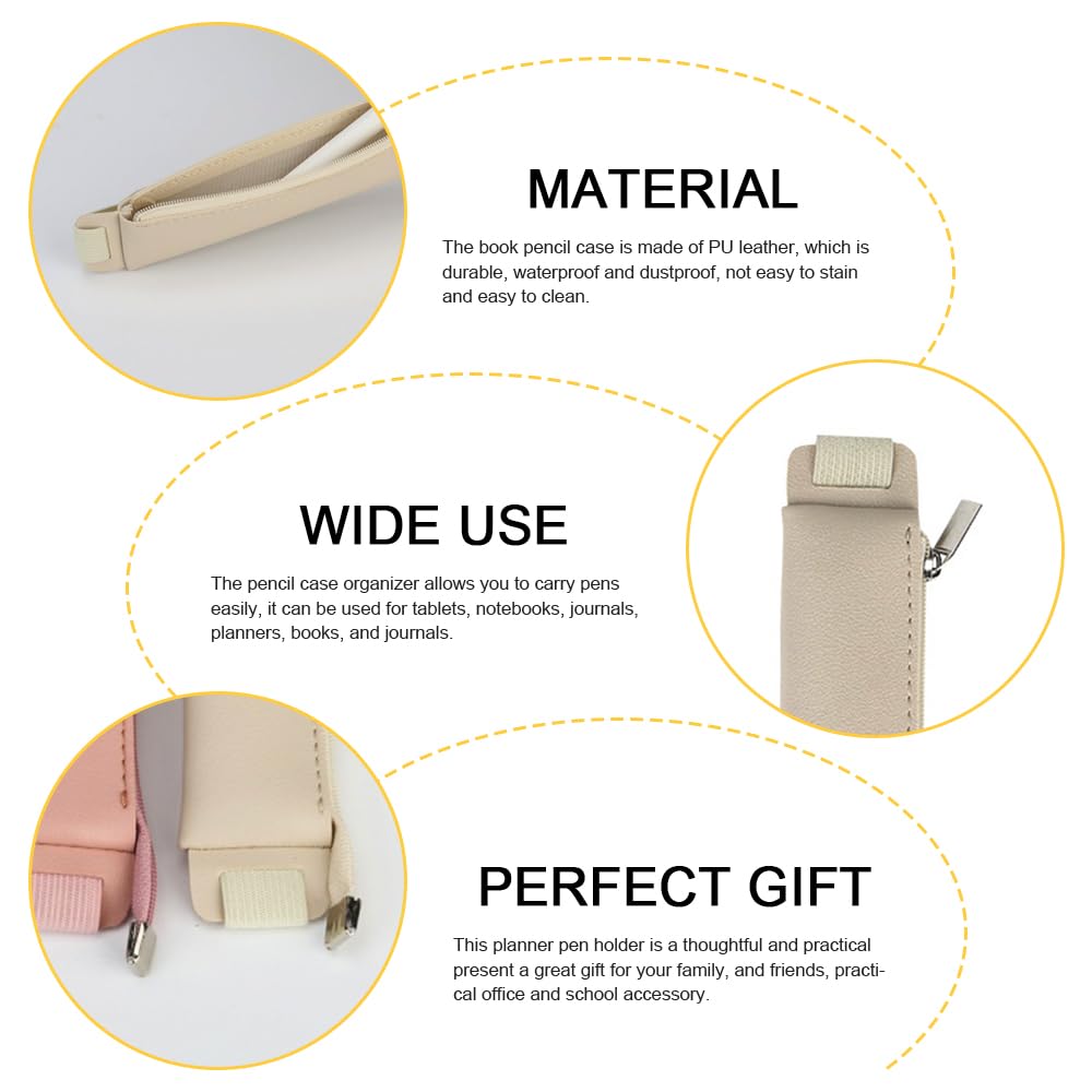 JIARIENBAO 2 Pcs Pen Holder Notebook Pen Pouch PU Leather Pen Pouch Holder Pencil Pocket Case Organizer for Pen Pencil Stylus Pen of Tablet Notebooks Office School Outdoor Travel Gifts - Image 3