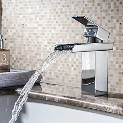 Torneira Monocomando Cromada Cascata Quadrada Baixa Calha