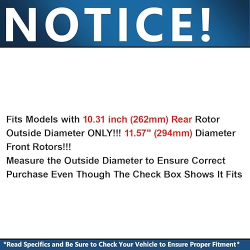 Miniatura 3 de Detroit Axle - Rotores de disco ranurado perforados delanteros y traseros de 10.32 pulgadas + pastillas de freno de cerámica de repuesto para