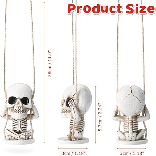 Miniatura 2 de Adorno colgante de calavera para espejo de automóvil con sombrero de Navidad, accesorios góticos de automóvil para hombres y mujeres, colgantes de