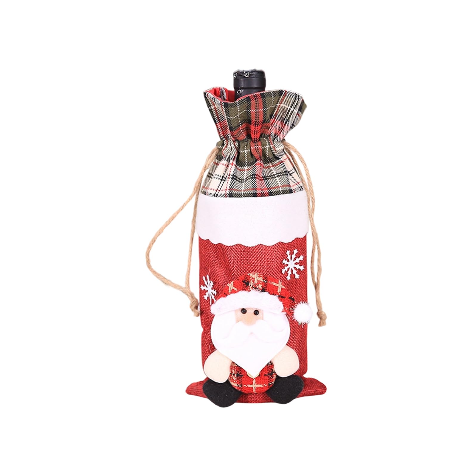 Kalttoy Holiday Themed Plush Wine Bottle Sleeve Santa Design Perfect for Christmas Gatherings and Festive Table Centerpieces Plush Champagne Bottle Sleeve