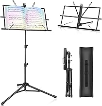 New bee 2 in 1 Leggio Musicale Pieghevole Altezza Regolabile Porta Spartiti Musicali Leggio da Tavolo con Borsa