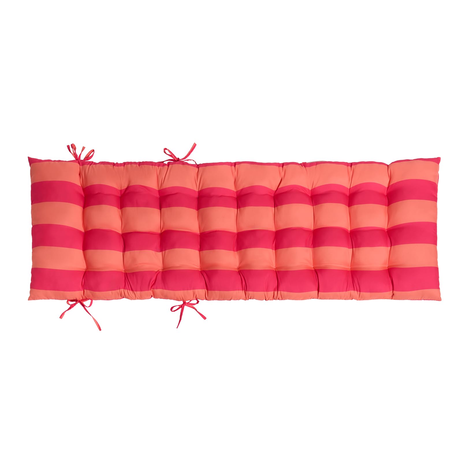 Ohs Pink/Orange Stripe Sun Lounger Cushion Zero Gravity Chairs Outdoor Cushions Stripe Soft Thick Comfy Waterproof Garden Seat Cushions With Top Cover & Ties Sun Lounger Bench Cushion, Orange/ - 160 X 50Cm