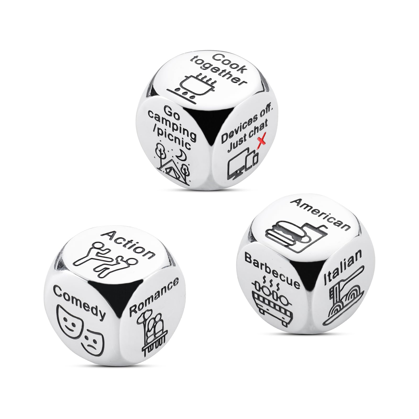 Funny Decider Dice Food Movie, 11 Year Anniversary Steel Gifts for Him Her, Date Night Gifts for Men Women Couples, Christmas Valentines Birthday Gift