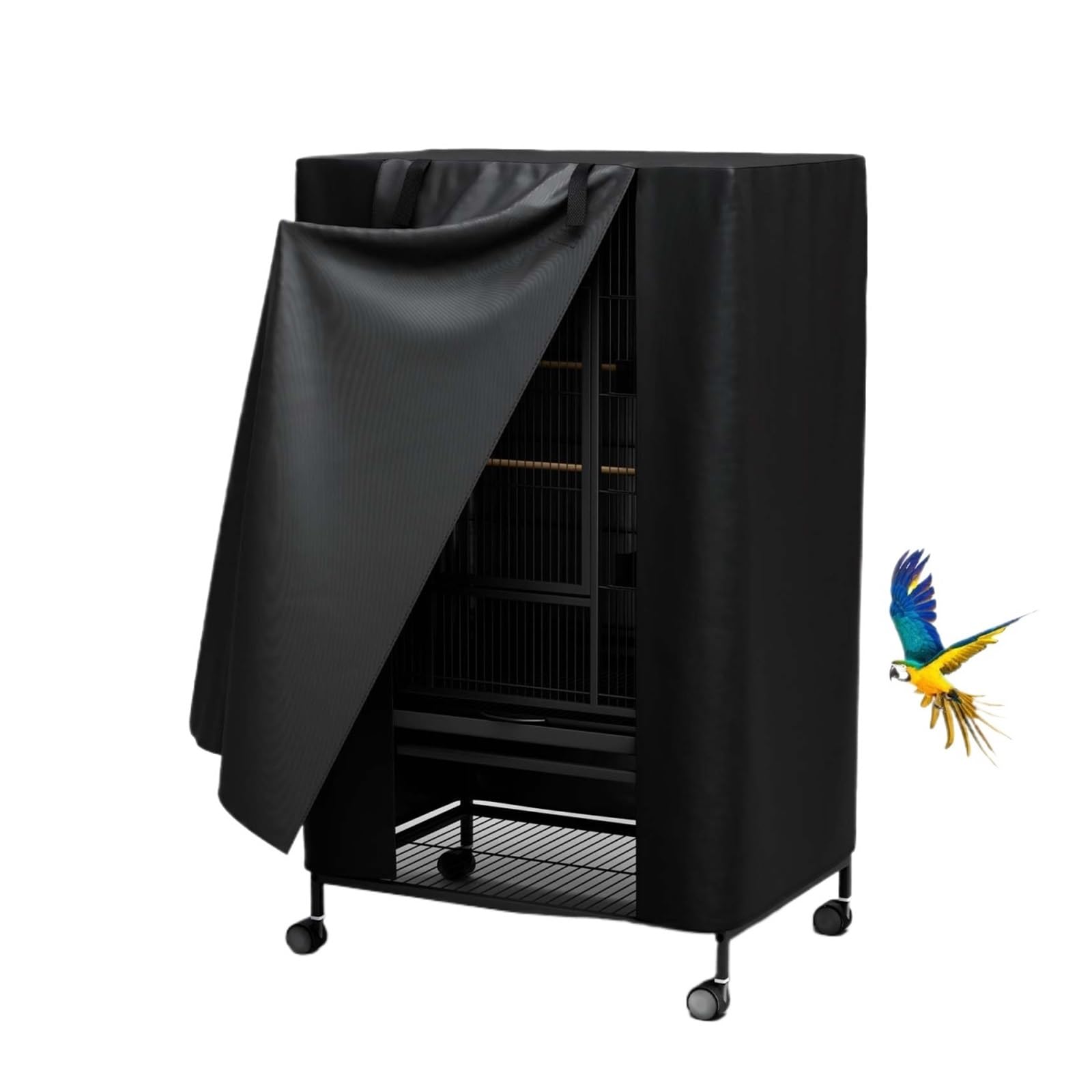 Netzabdeckung für Vogelkäfige, BirdCageCover IndoorOutdoor SmallTier Abnehmbares Oberteil, atmungsaktiv, 3 Farben, 4 Größen(Black,97X61X122cm)