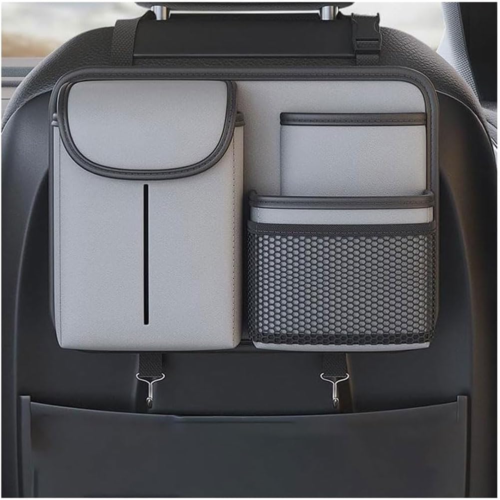 Organizador Asiento Coche para Jeep Compass/Renegade, Cuero PU Delantero Respaldo Bolsa De Almacenamiento Accesorios,D/Grey