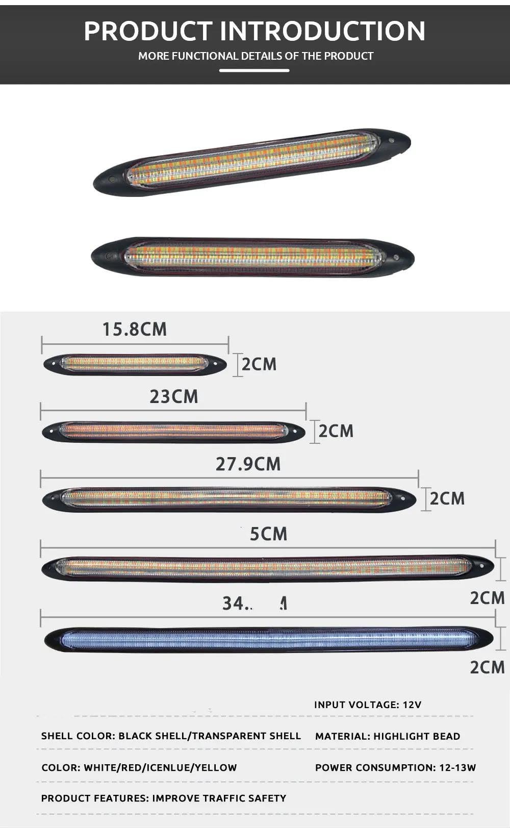 2Pcs Car Universal LED DRL Daytime Running Light Driving Turn Signal Lamp White/Amber Lights