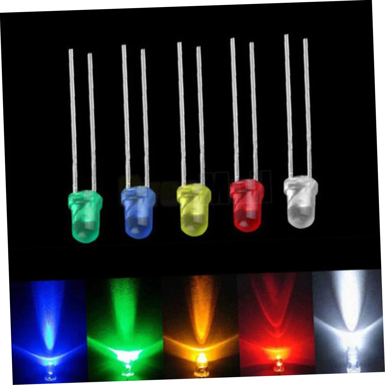 BESTonZON 200 pcs Set Transistor LEDs diode Assorted Diffused LED Diffused LED Emitting Diodes LED