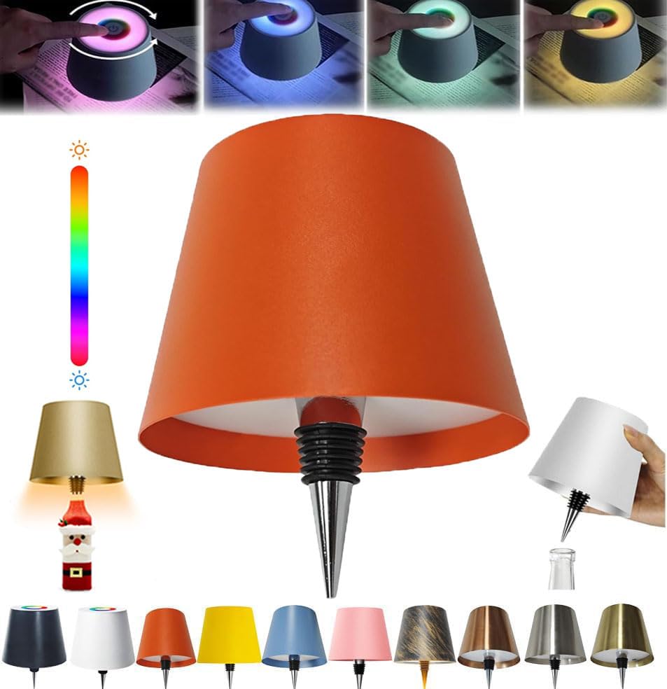 oddmmo Wireless Bottle Lamp, 2024 New Wireless Wine Bottle Light with Colorful Dimming, Rechargeable Touch Control Wine Bottle Lights, New LED Desk Lamp for Bedroom, Restaurant & Bar
