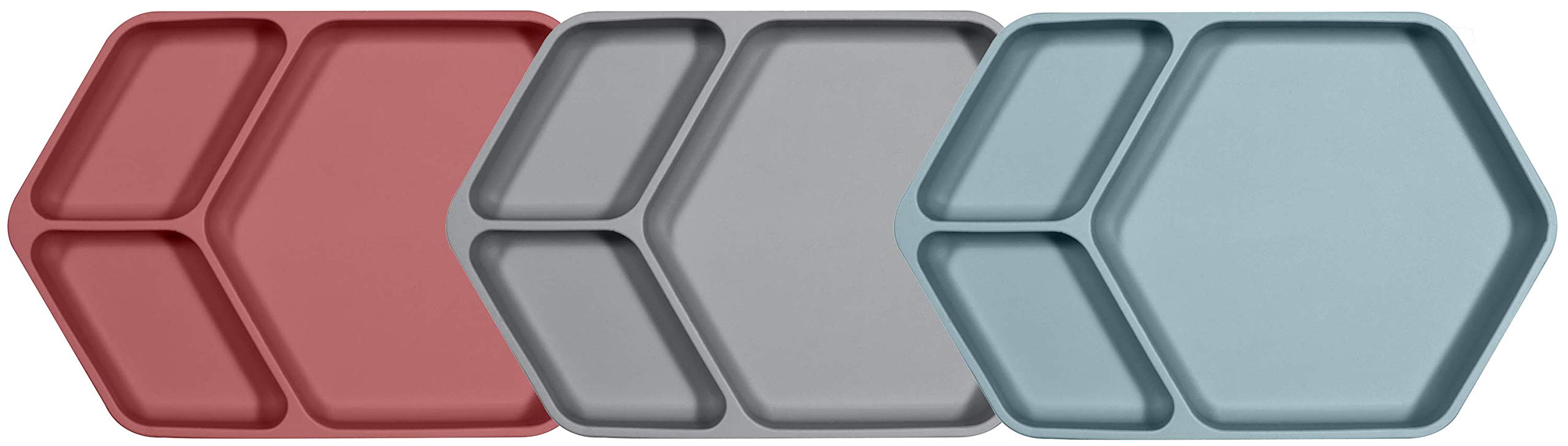Assiette Ventouse Silicone Kindsgut - Antidérapante 3 Compartiments - Sans BPA - Gris Foncé