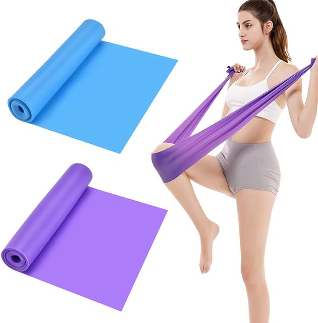 NATUCE 2 Pcs 1.5 M Resistance Exercise Rubber Bands, Unisex Elastic Stretch Bands Ideal For Pilates, Yoga, Rehab, Stretching, Ballet, Gym, Strength Training