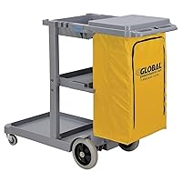 Vista 1 de Global Industrial Carrito de conserje gris con bolsa de vinilo de 25 galones