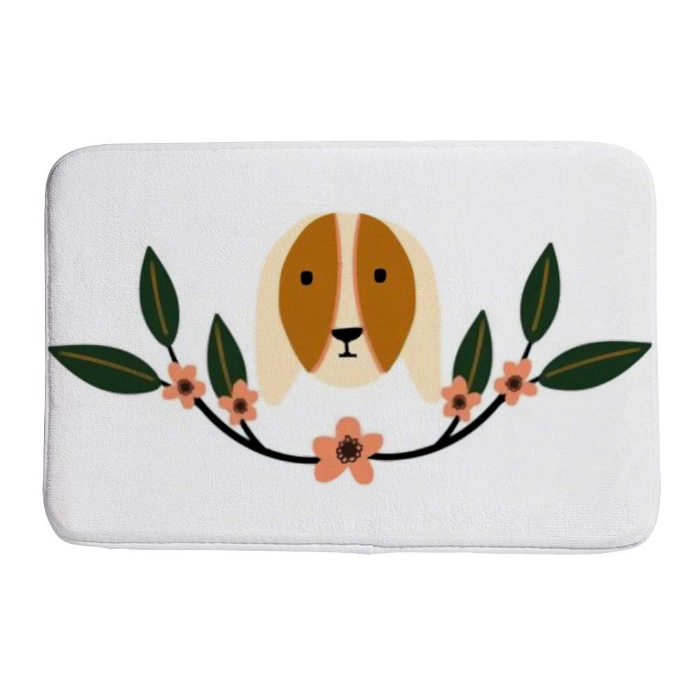 Tapis de bain chien mignon en microfibre de velours corail absorbant de 80x50 cm