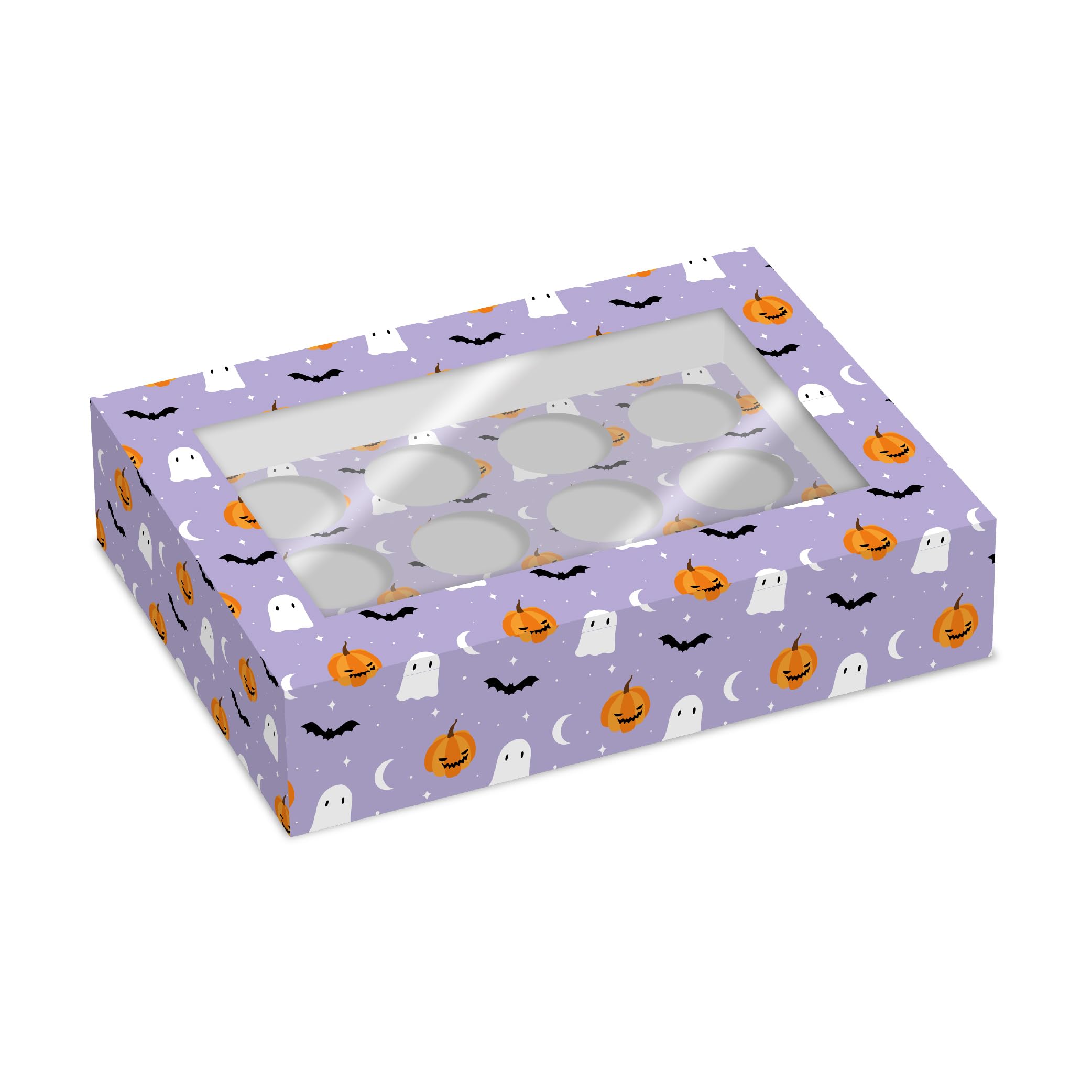 Simply Making Fright Night Halloween Cupcake Box, Halloween Treats, Holds 6 or Holds 12 Pack of 2 (Holds 12)