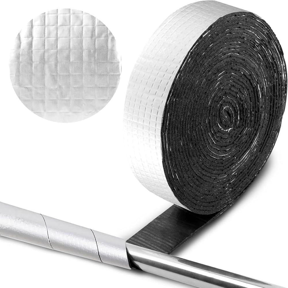 Ehwisbe Pipe Insulation Wrap 32.8 Ft Foil Outdoor Foam Pipe Wrap Insulation Tape Self Adhesive For Winter Freeze Protection