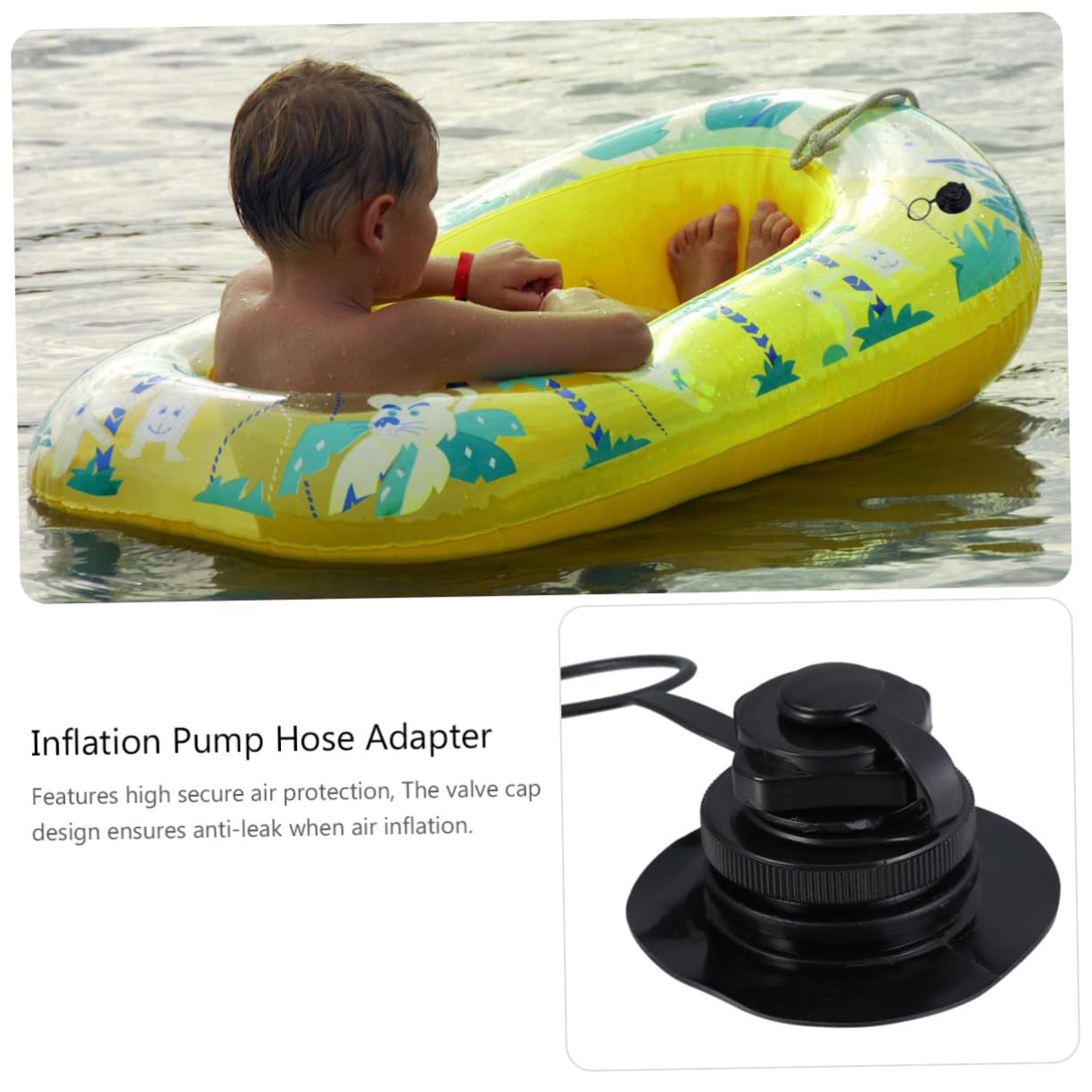 YARNOW Ugello del Gas di Boston Adattatori Adattatore Valvola Gonfiabile Trainabile Pompa Portatile Kayak Gonfiabile Gommone Auto Palloncino Kayak Gonfiabili Kit Barca Torrente Black PVC