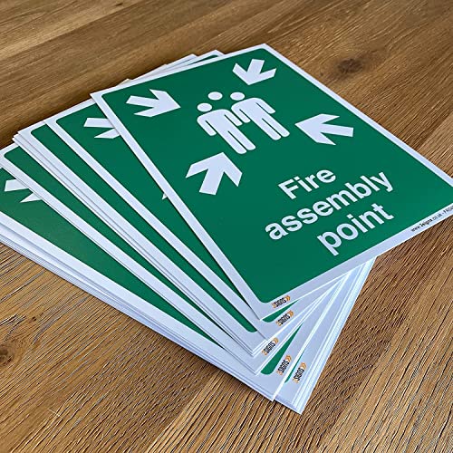 Set of 2 Fire assembly point Sign - 1mm Rigid Plastic Sign - Fire Action Safety - Mandatory Safety Signage (Pack of 2 - A4-297 x 210mm) - Image 3
