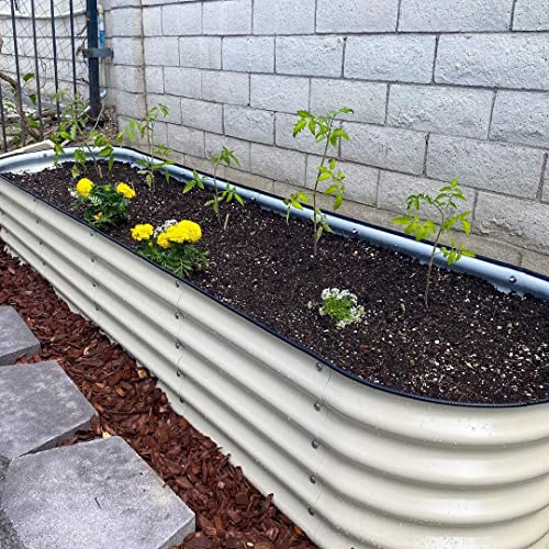 Vego Garden Aluzinc Raised Garden Bed Kits, 17" Tall 9 in 1 Modular Metal Raised Planter Bed for Vegetables Flowers Patio Ground Planter Box-Pearl White